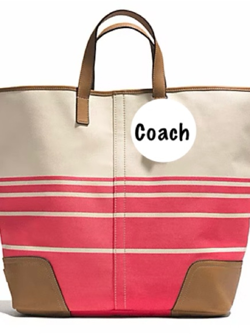 Coach Hadley Variegated Lg Tote Bag Cream Coral Style F28806 - Picture 3 of 3